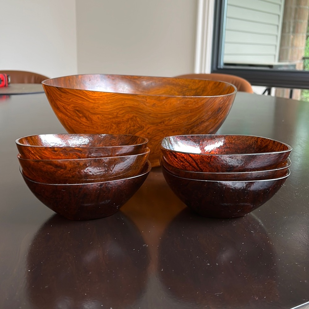 MCM Lucite Tortoise Salad Set